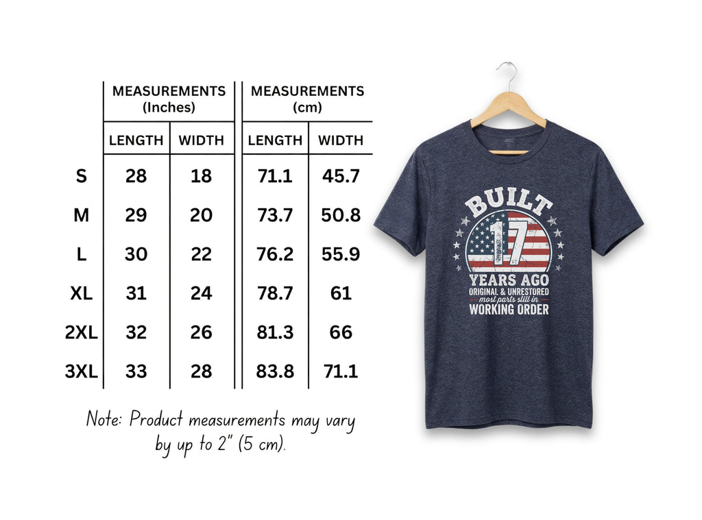 17th Birthday Shirt, Built 17 Years Ago, Funny Classic Car Unisex Cotton Tee