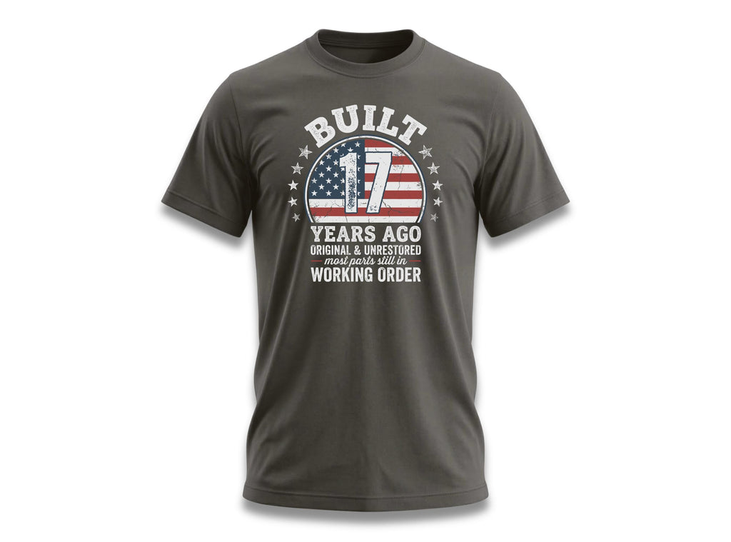17th Birthday Shirt, Built 17 Years Ago, Funny Classic Car Unisex Cotton Tee