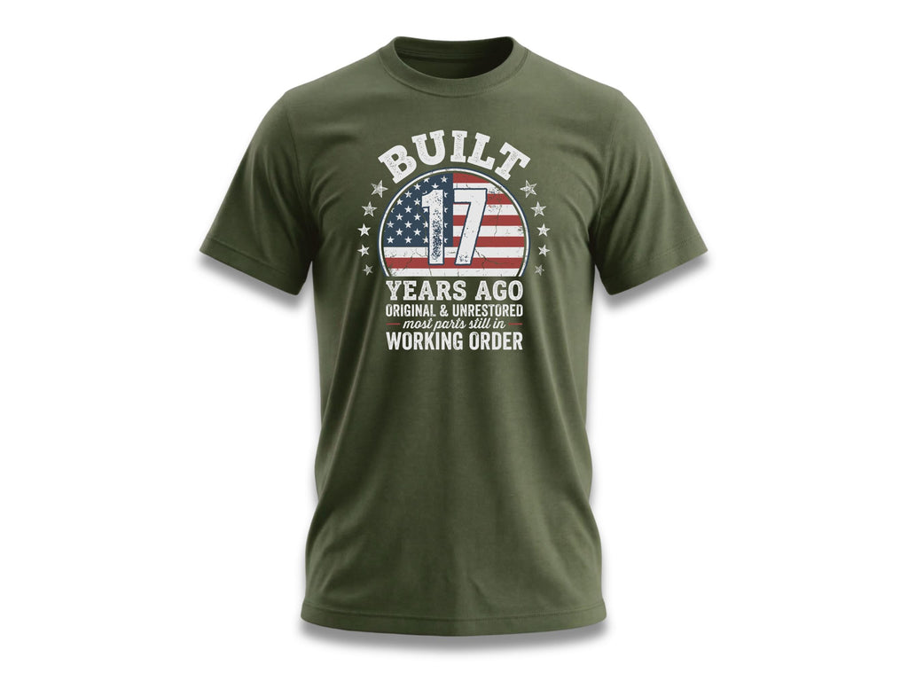 17th Birthday Shirt, Built 17 Years Ago, Funny Classic Car Unisex Cotton Tee