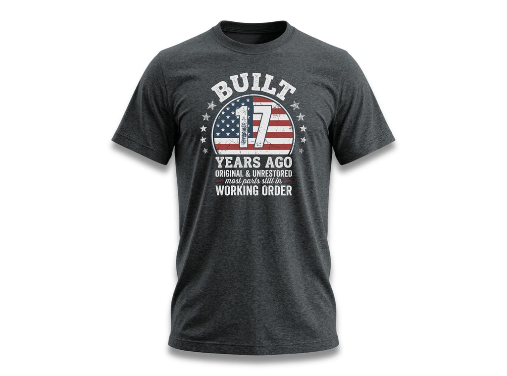 17th Birthday Shirt, Built 17 Years Ago, Funny Classic Car Unisex Cotton Tee