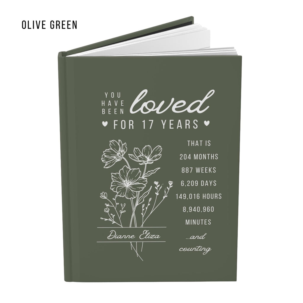 17th Birthday Gift for Teenage Girl or Boy - Personalized You Have Been Love for 17 Years Journal with Custom Name and Birth Month Flower