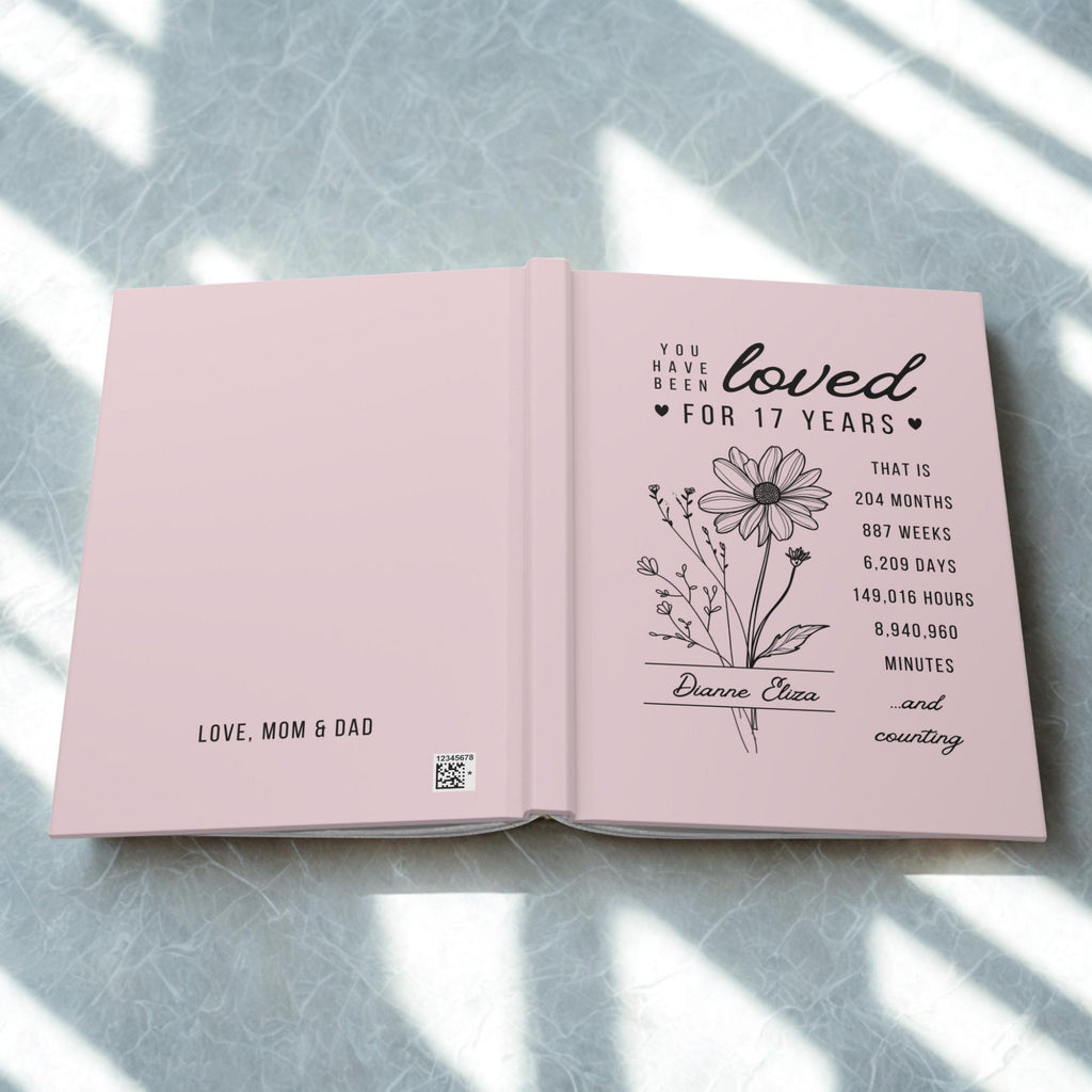 17th Birthday Gift for Teenage Girl or Boy - Personalized You Have Been Love for 17 Years Journal with Custom Name and Birth Month Flower
