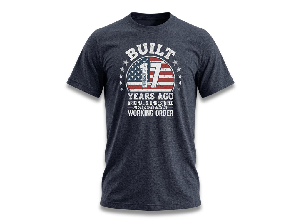 17th Birthday Shirt, Built 17 Years Ago, Funny Classic Car Unisex Cotton Tee