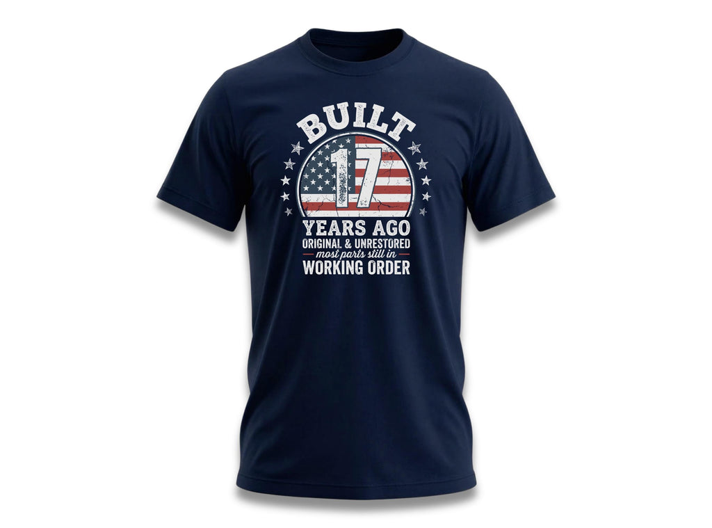 17th Birthday Shirt, Built 17 Years Ago, Funny Classic Car Unisex Cotton Tee