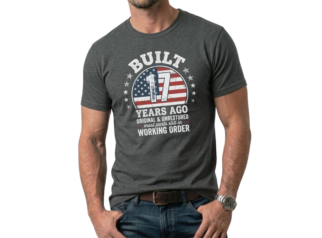 17th Birthday Shirt, Built 17 Years Ago, Funny Classic Car Unisex Cotton Tee