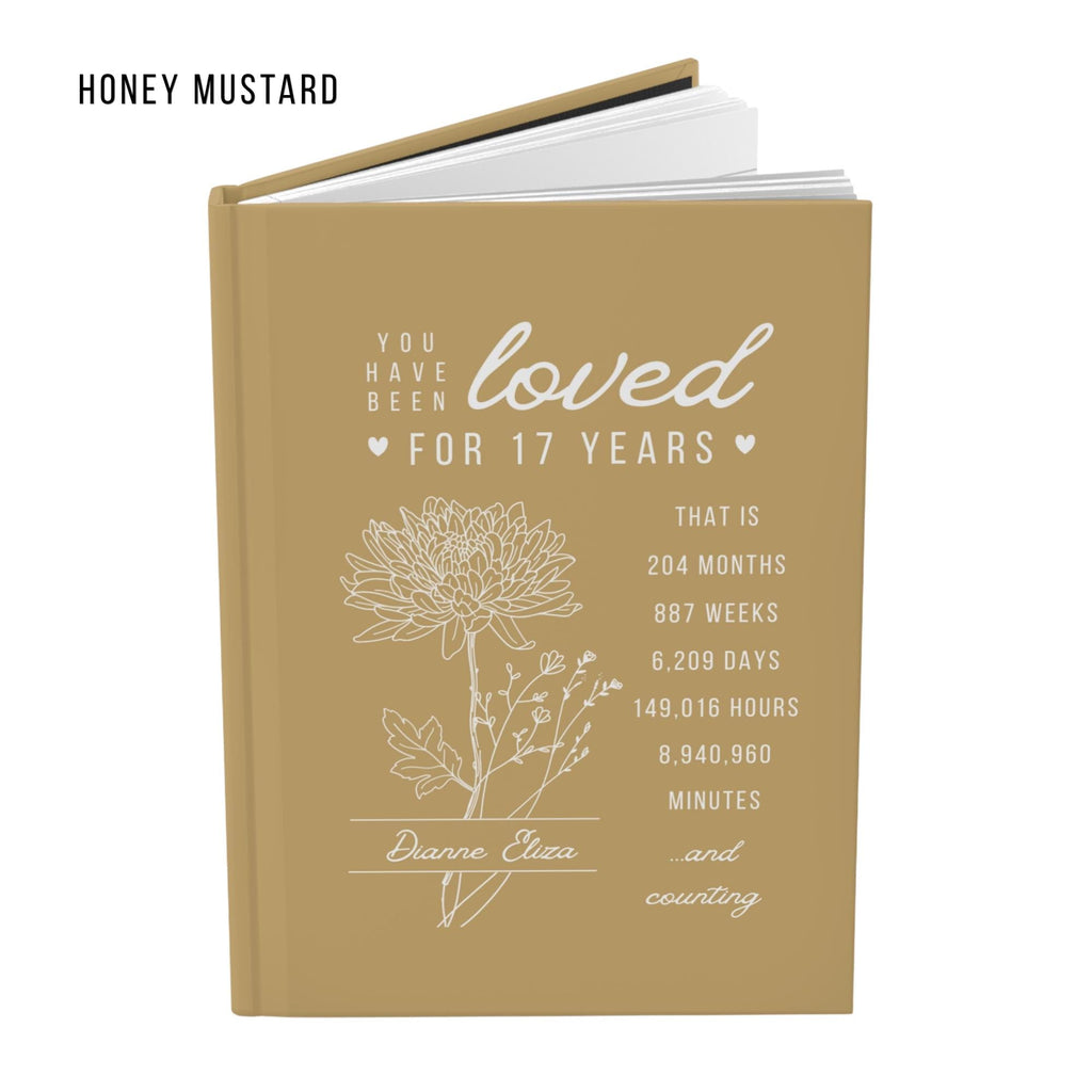 17th Birthday Gift for Teenage Girl or Boy - Personalized You Have Been Love for 17 Years Journal with Custom Name and Birth Month Flower