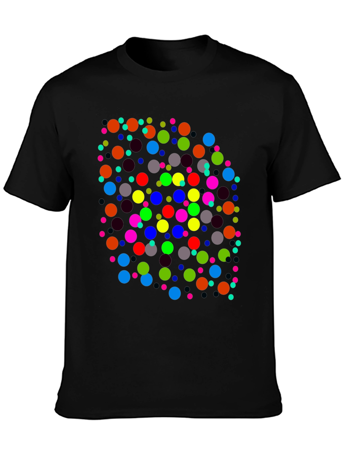 Colorful Dots Black T-Shirt