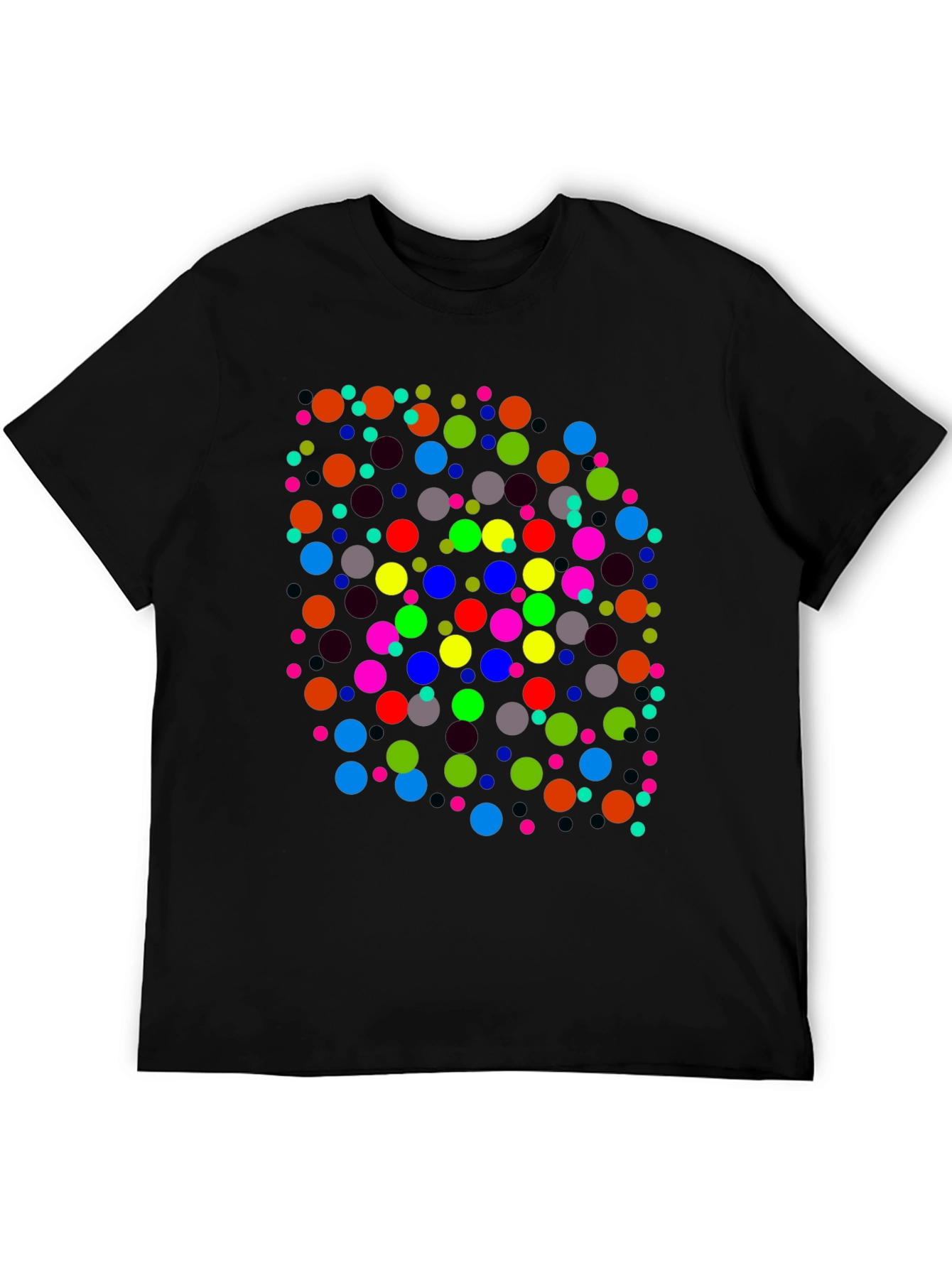 Colorful Dots Black T-Shirt