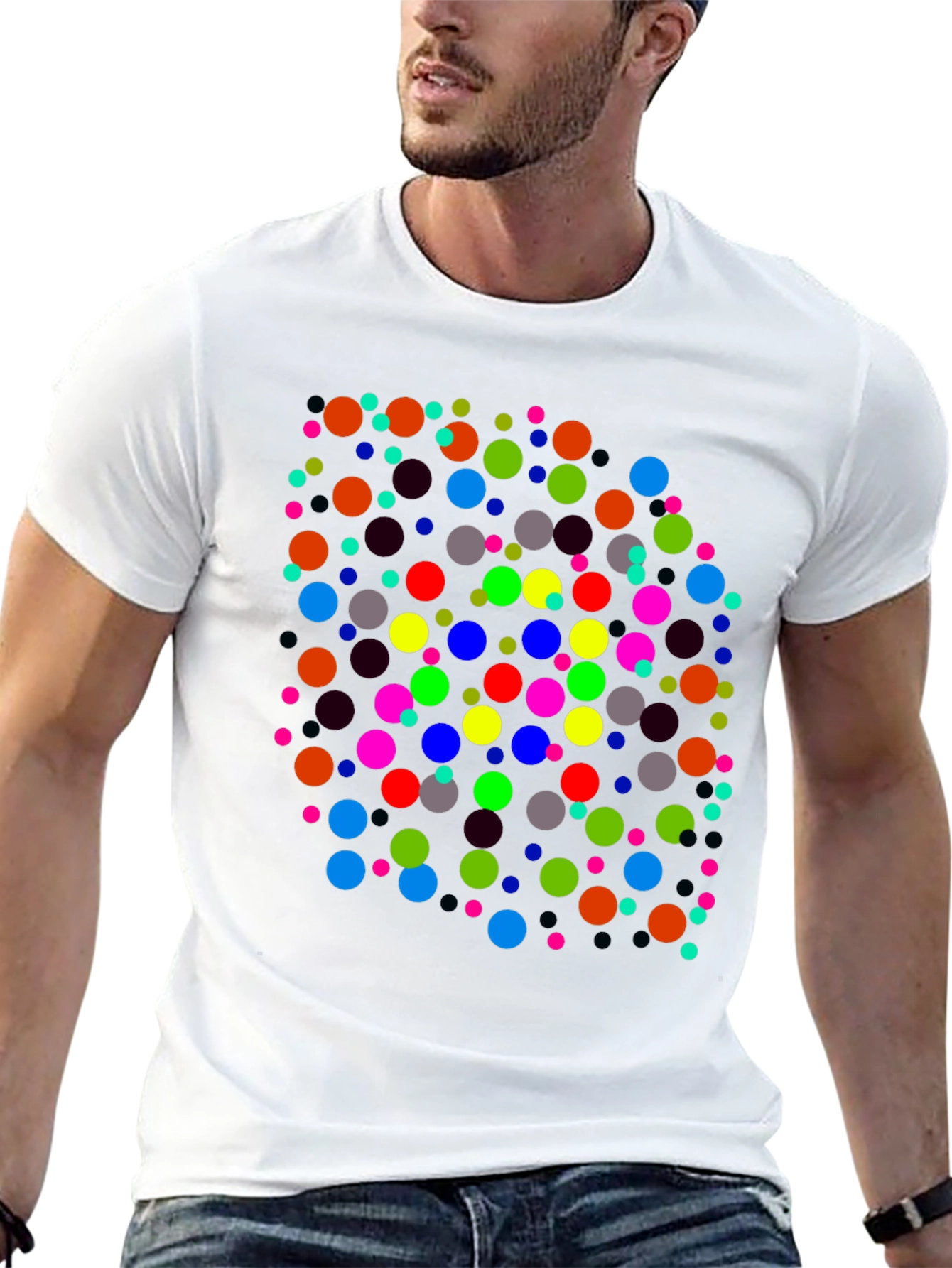 Colorful Dots Black T-Shirt