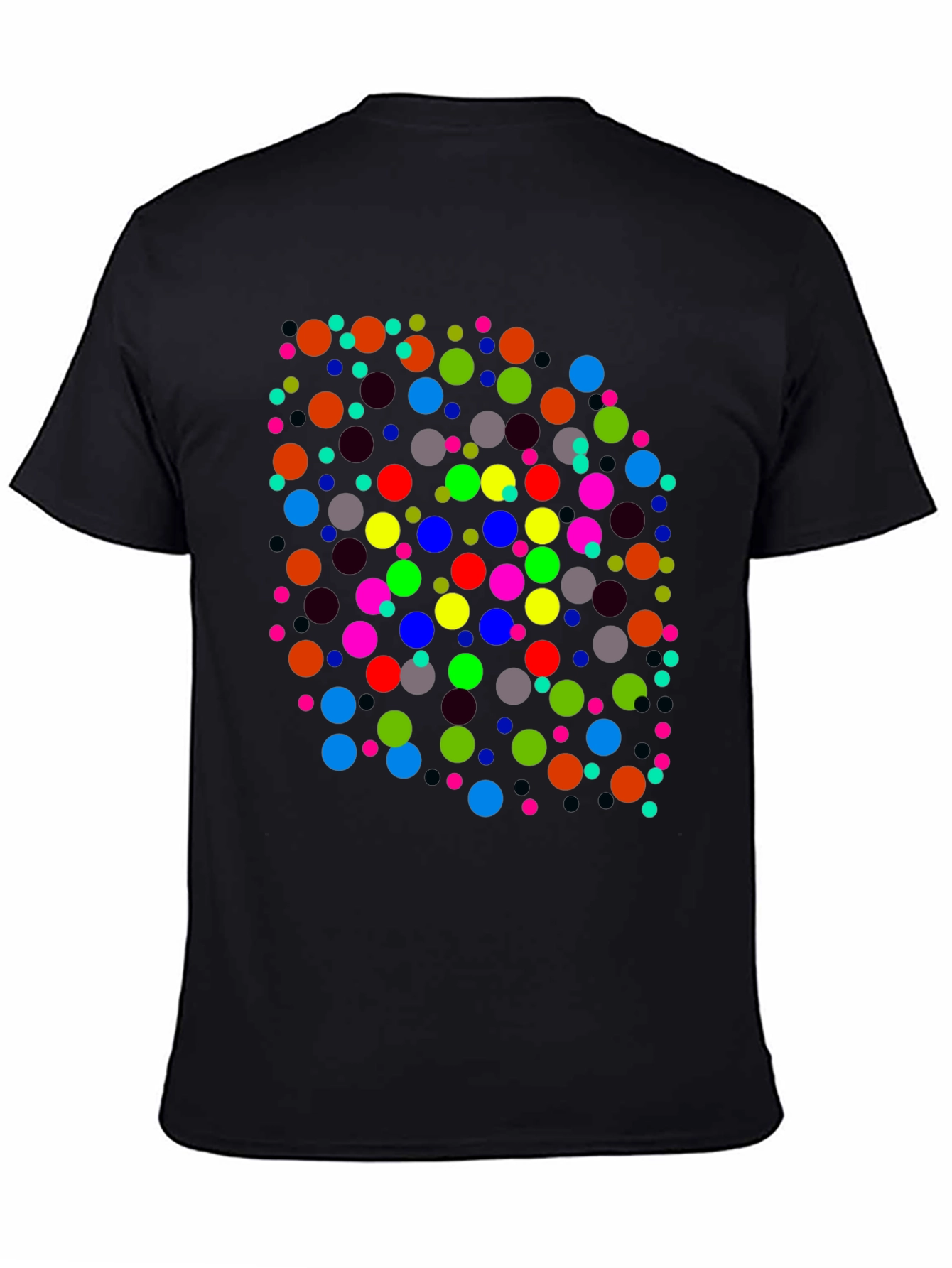 Colorful Dots Black T-Shirt