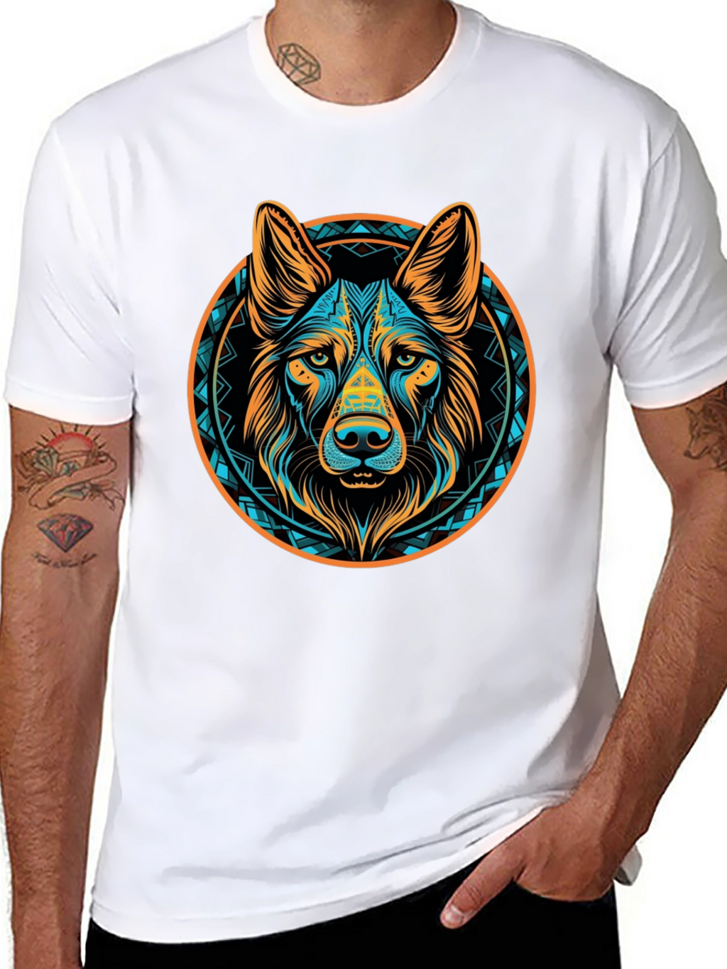 Aztec Dog Graphic Tee - Black