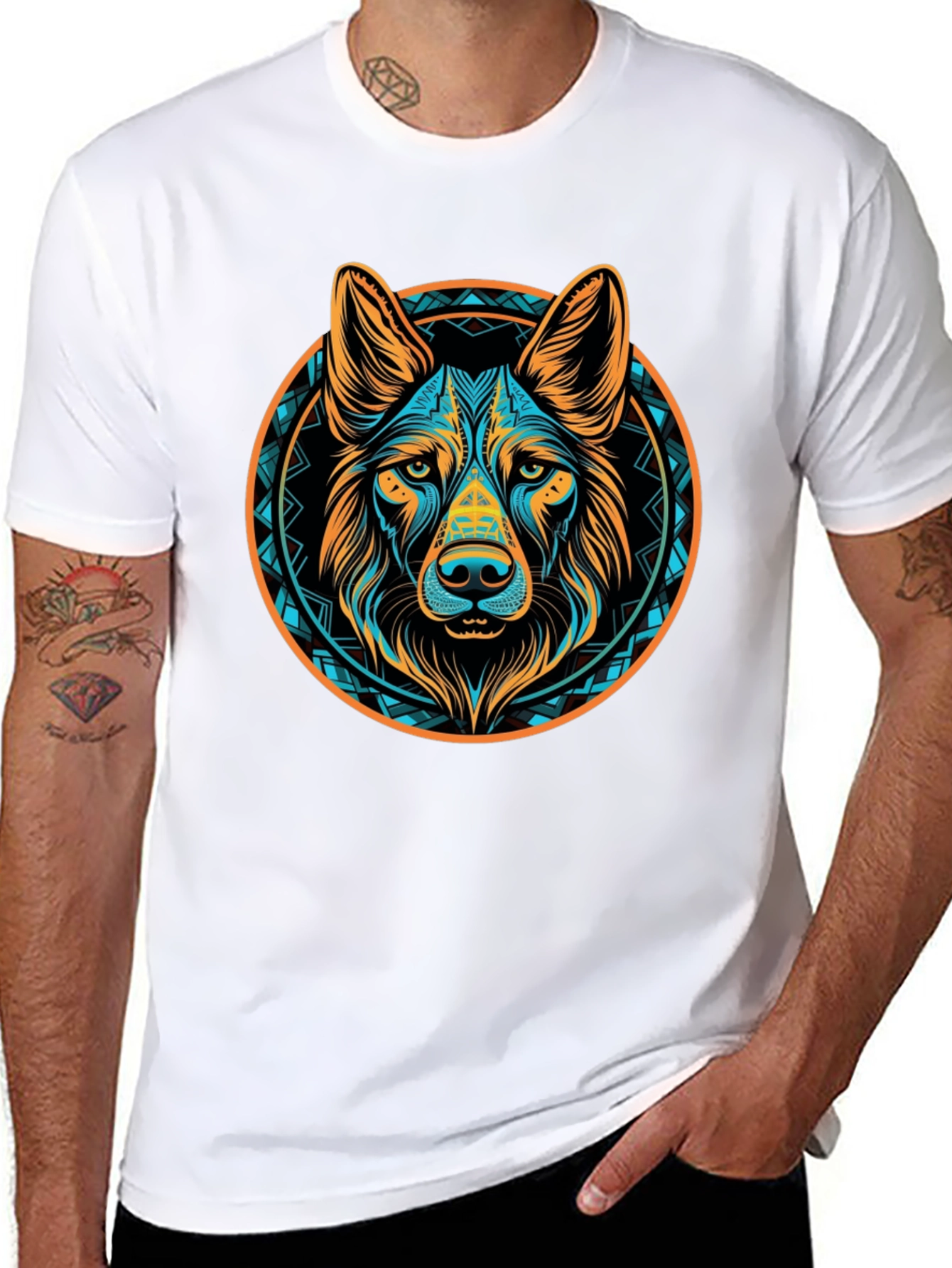 Aztec Dog Graphic Tee - Black