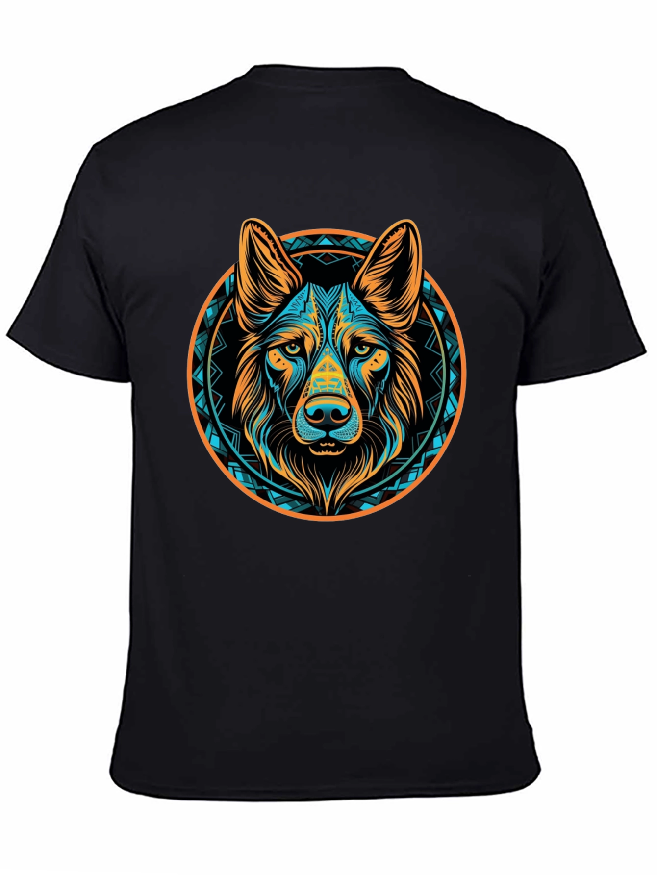 Aztec Dog Graphic Tee - Black