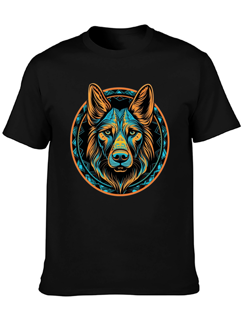 Aztec Dog Graphic Tee - Black