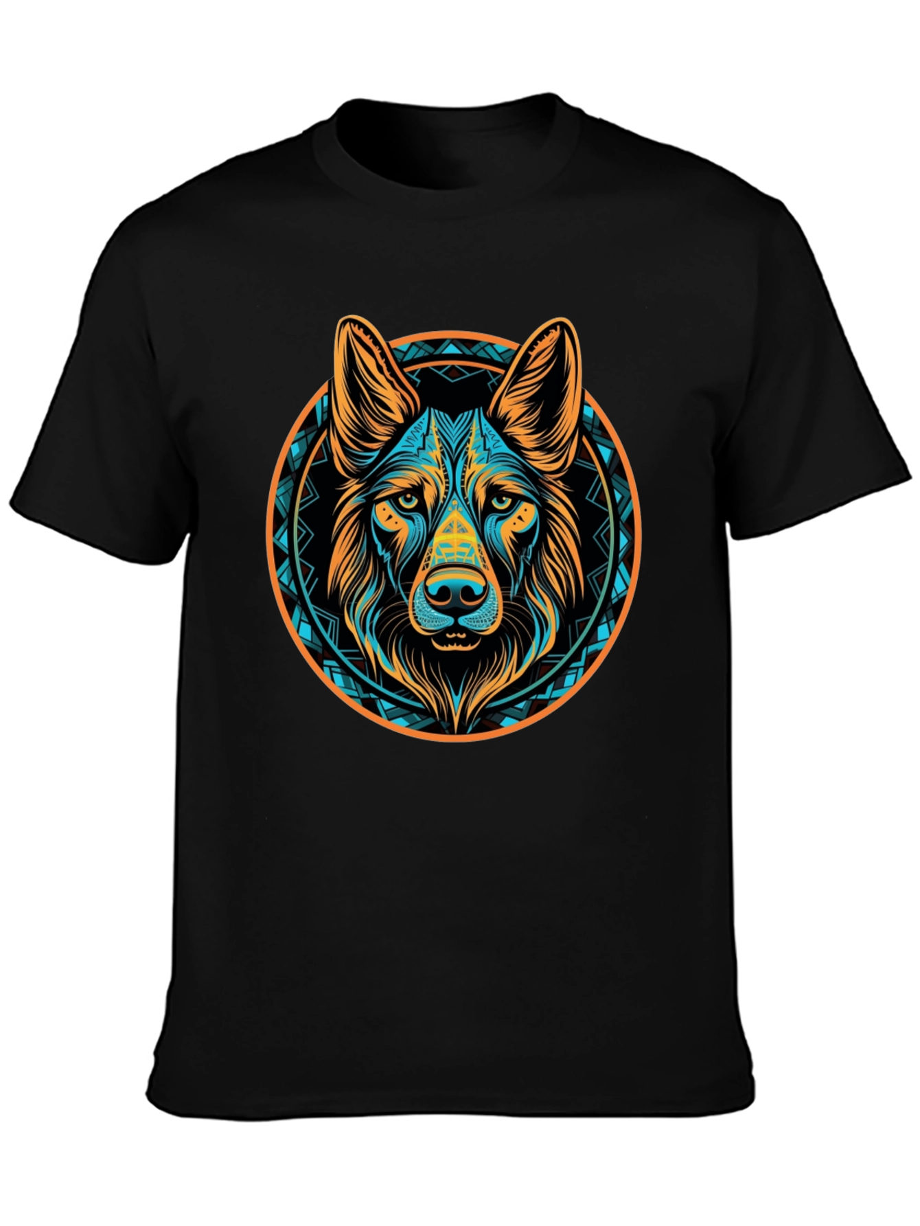 Aztec Dog Graphic Tee - Black