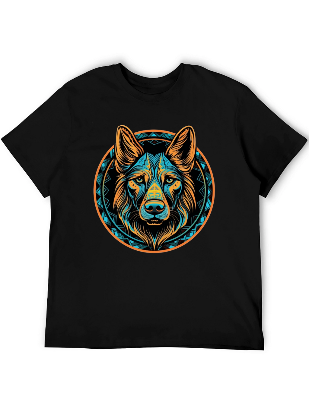 Aztec Dog Graphic Tee - Black