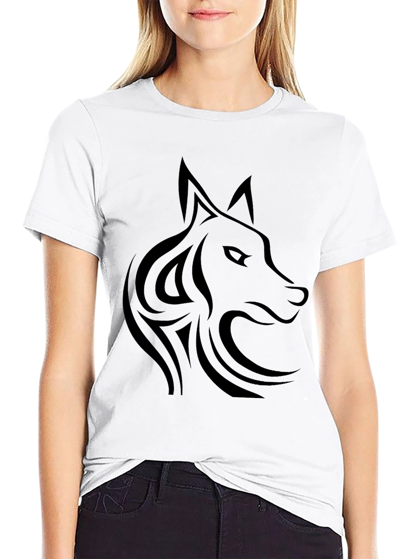Black Tribal Wolf T-Shirt - Mens Graphic Tee
