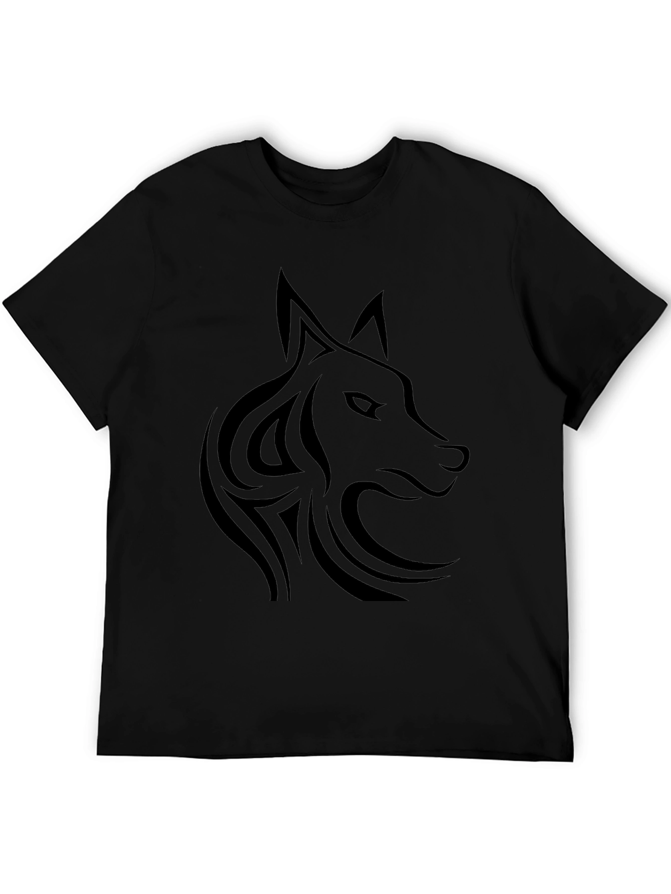 Black Tribal Wolf T-Shirt - Mens Graphic Tee