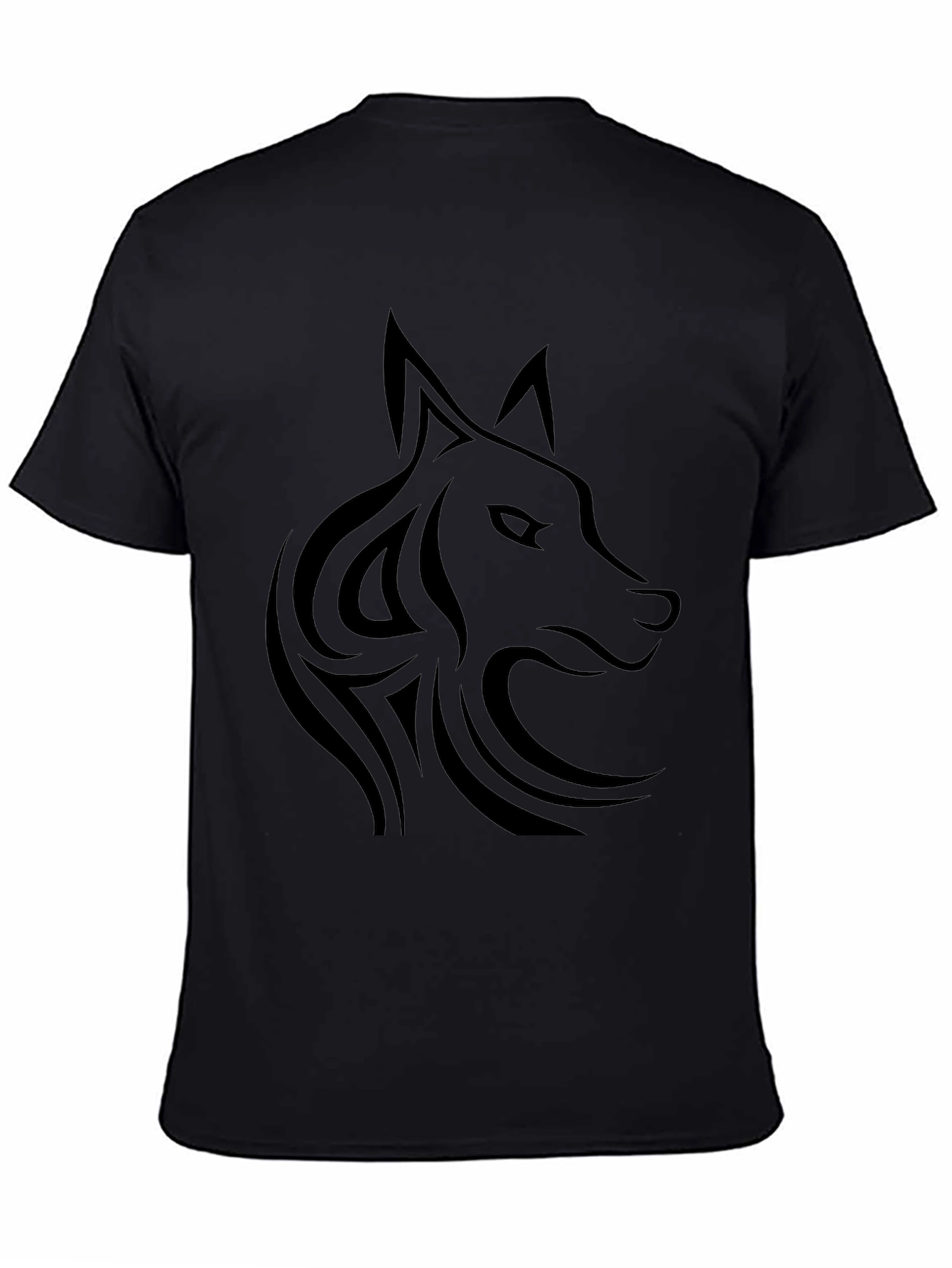Black Tribal Wolf T-Shirt - Mens Graphic Tee