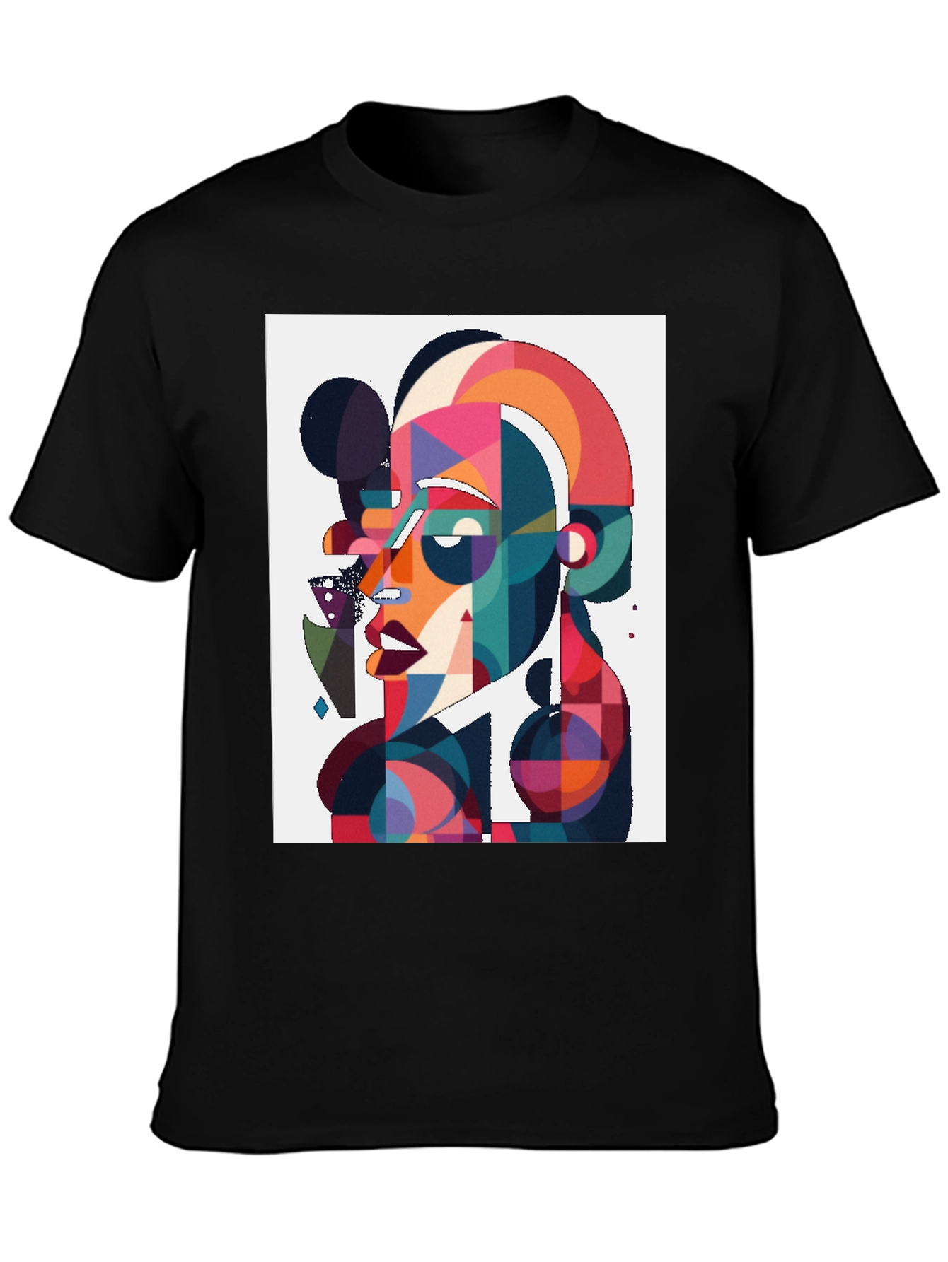 Abstract Art Graphic Tee - Black Cotton Blend