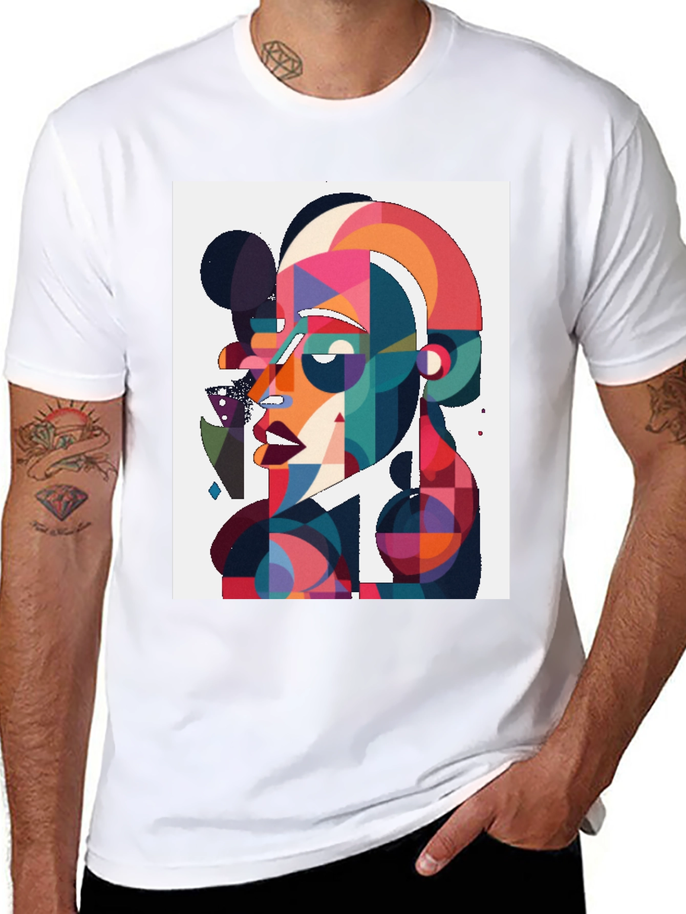 Abstract Art Graphic Tee - Black Cotton Blend