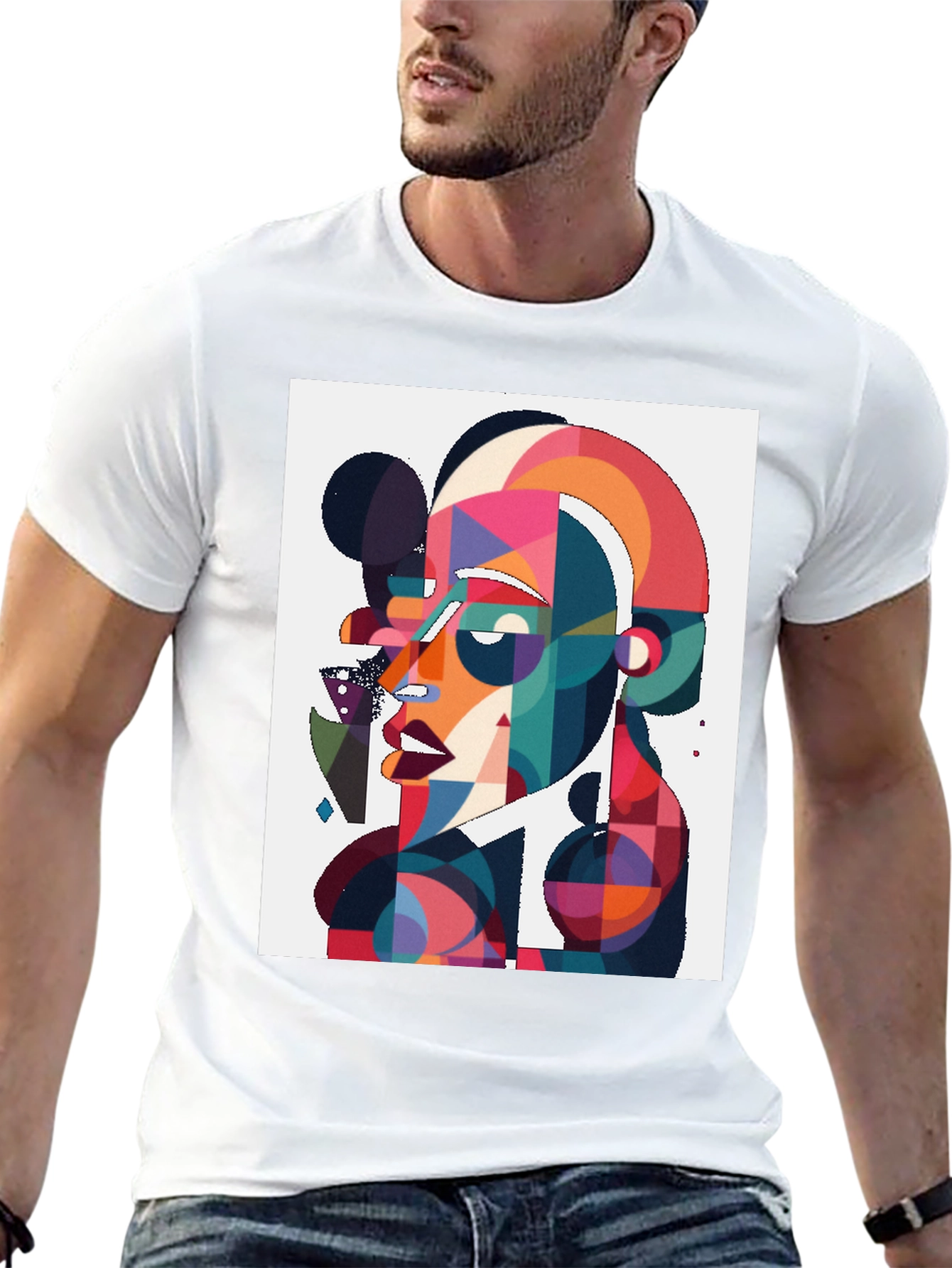 Abstract Art Graphic Tee - Black Cotton Blend