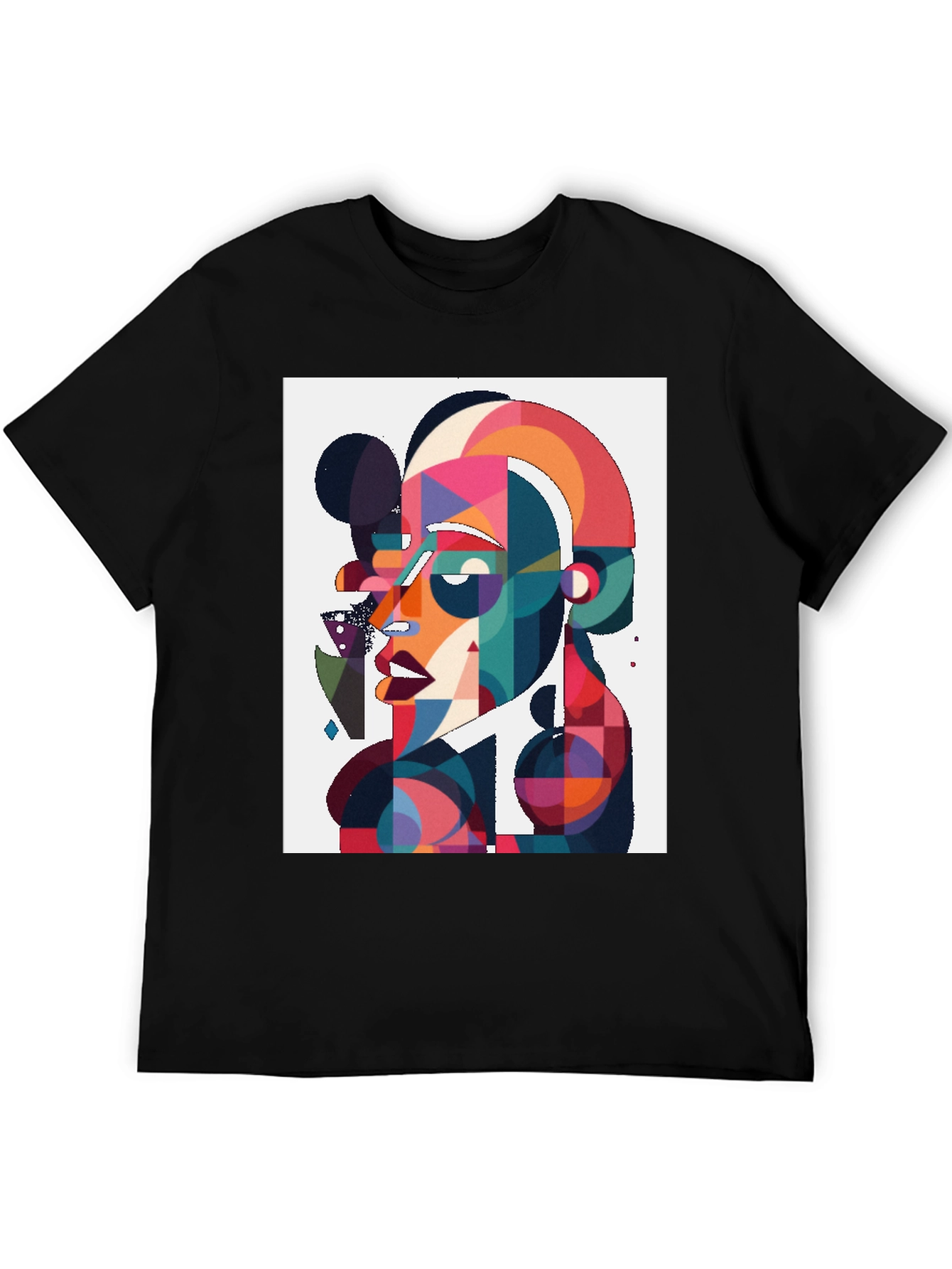 Abstract Art Graphic Tee - Black Cotton Blend