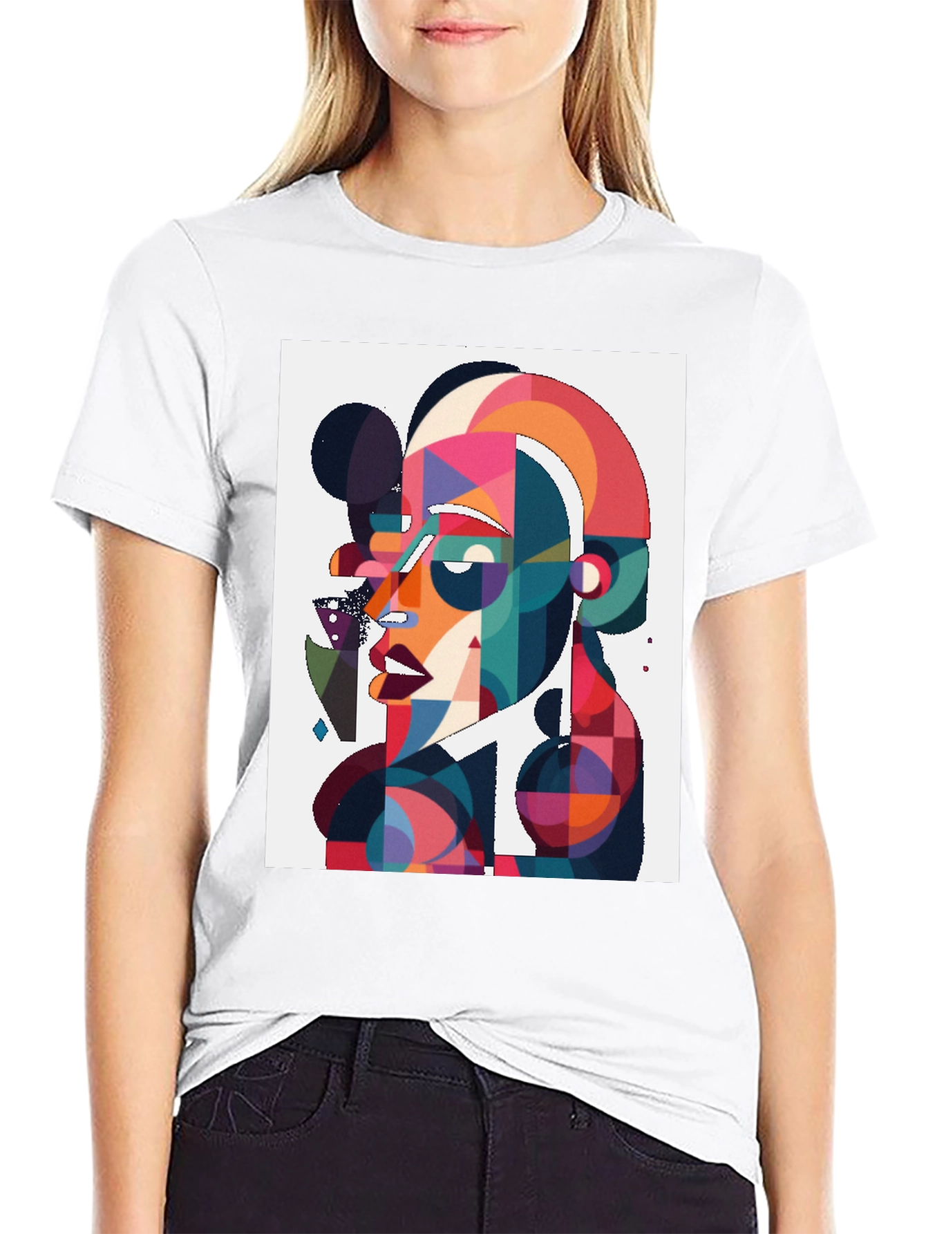 Abstract Art Graphic Tee - Black Cotton Blend