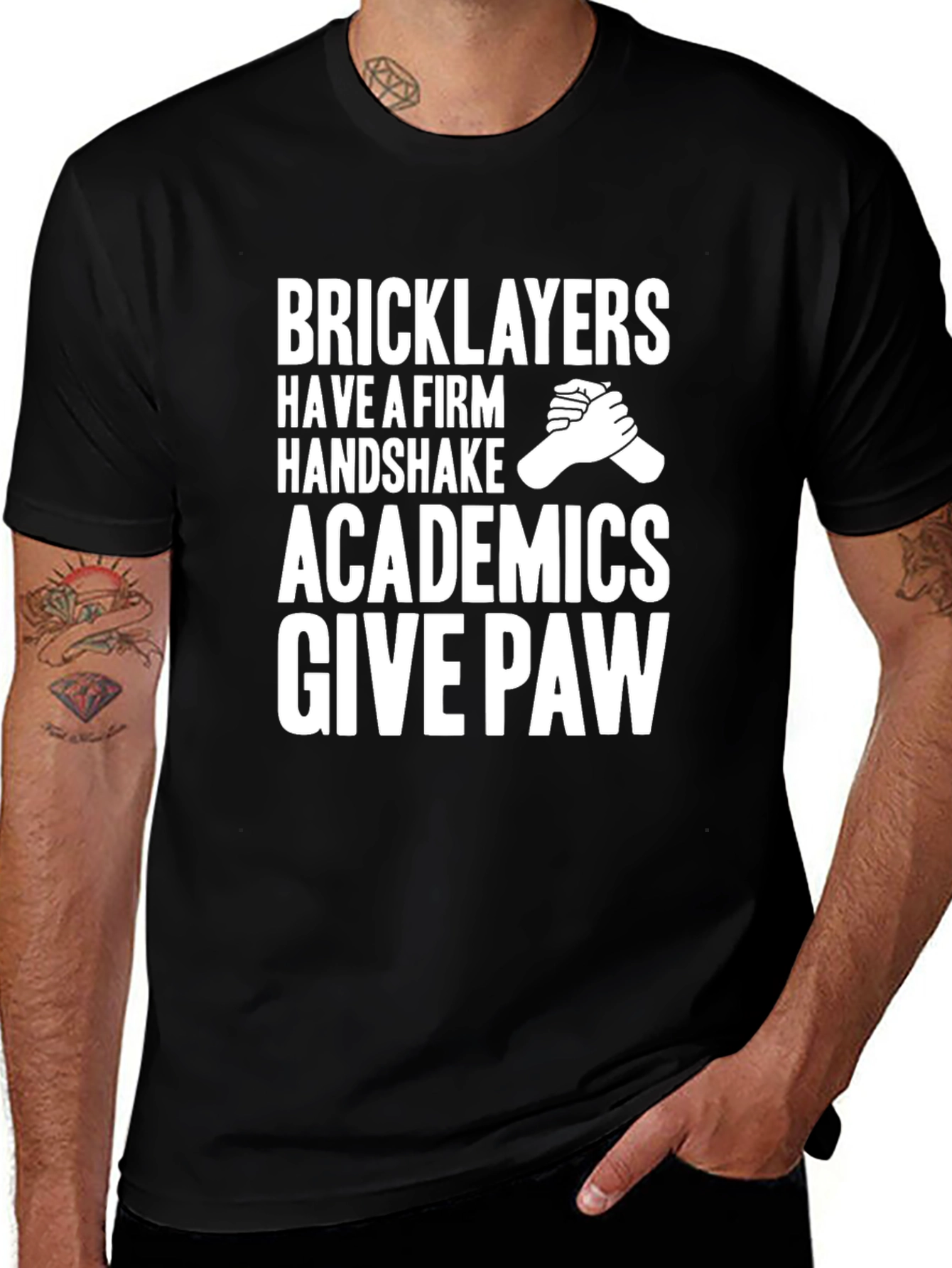 Bricklayers Handshake Graphic Tee - Funny Construction Worker Shirt