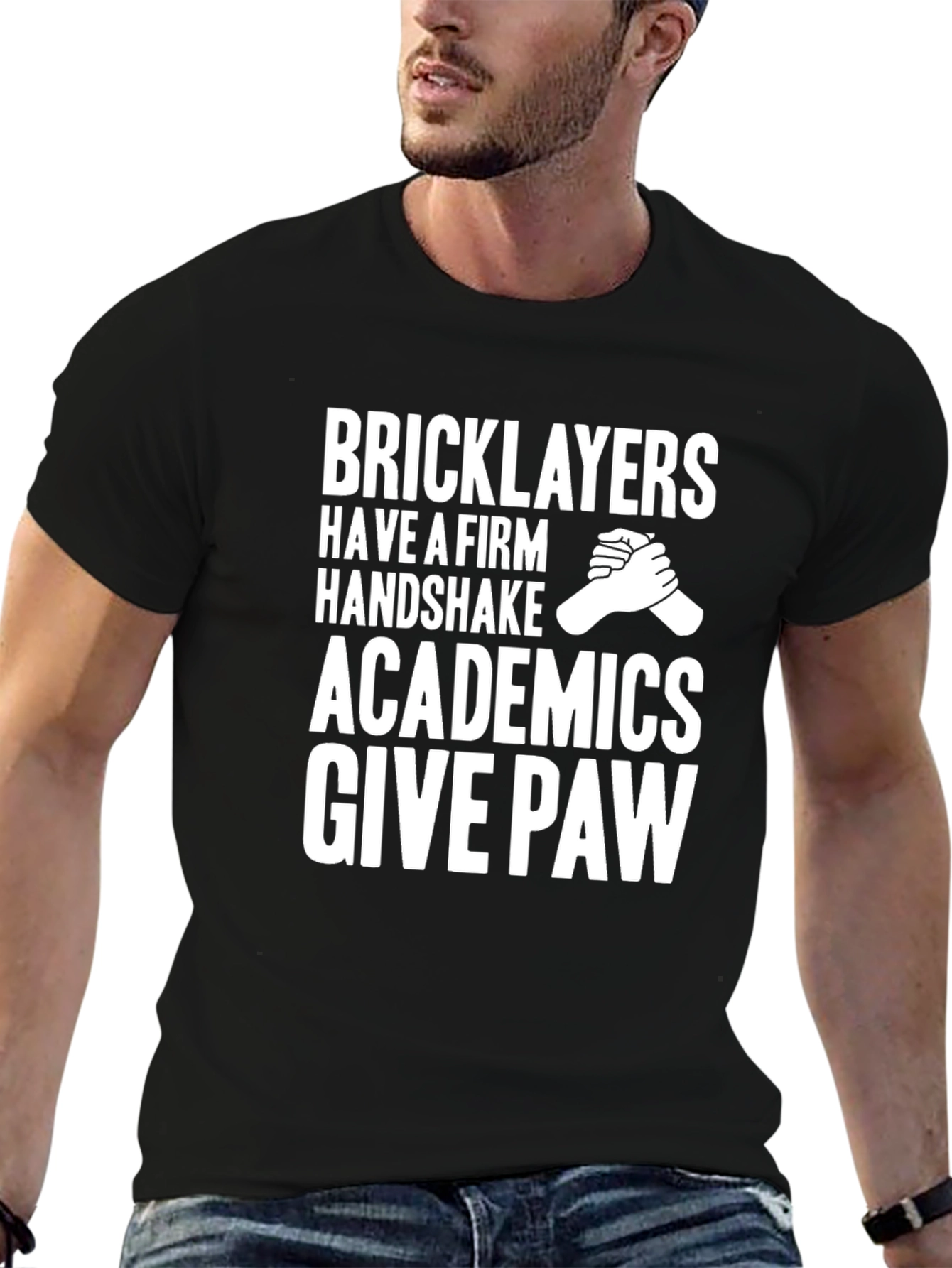 Bricklayers Handshake Graphic Tee - Funny Construction Worker Shirt