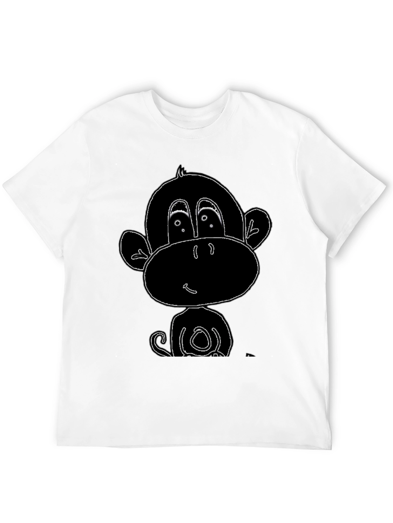 Cartoon Monkey Graphic Tee - Black