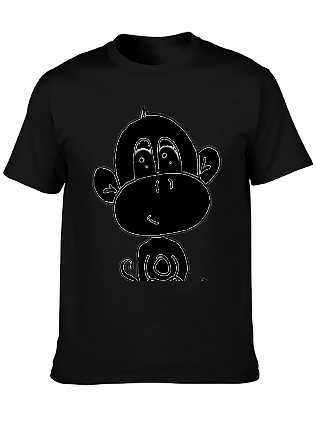 Cartoon Monkey Graphic Tee - Black