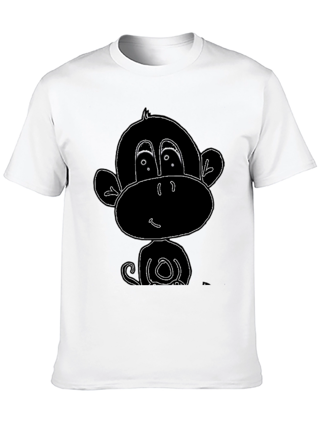 Cartoon Monkey Graphic Tee - Black