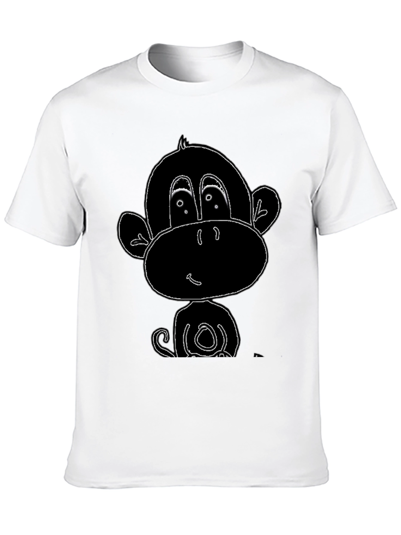 Cartoon Monkey Graphic Tee - Black