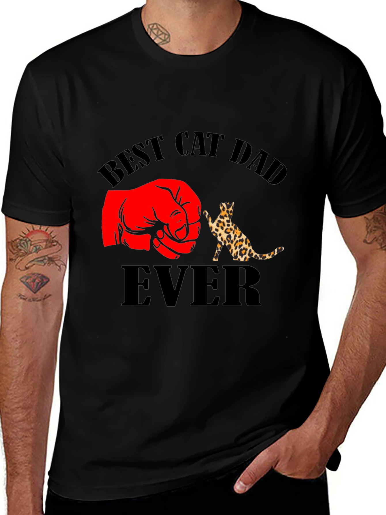 Best Cat Dad Ever Black T-Shirt