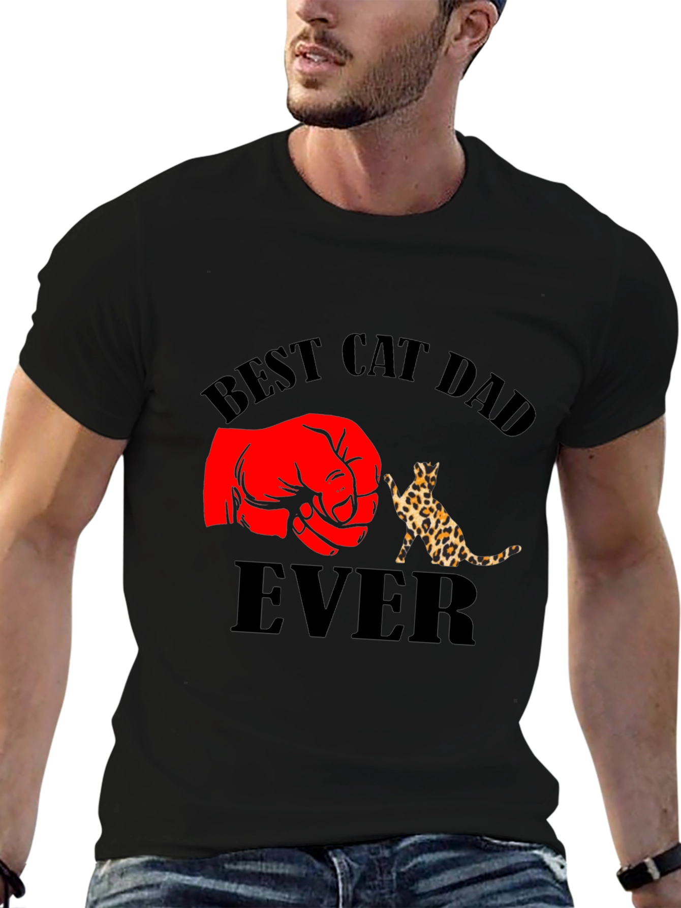 Best Cat Dad Ever Black T-Shirt