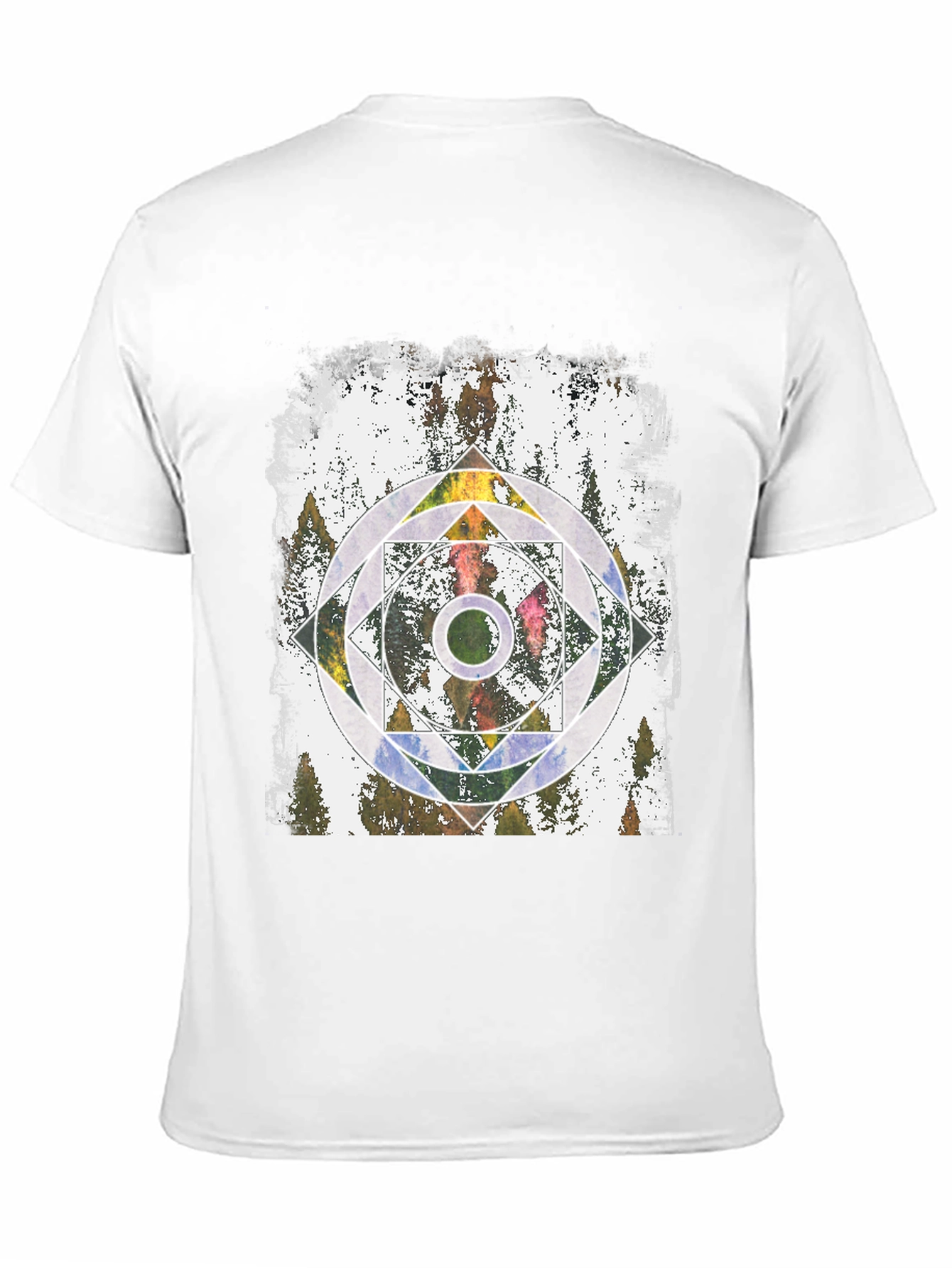 Geometric Forest Graphic Tee - Black Unisex T-Shirt