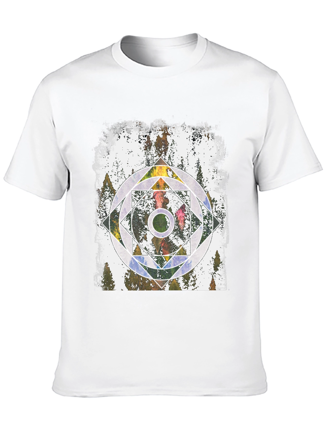 Geometric Forest Graphic Tee - Black Unisex T-Shirt