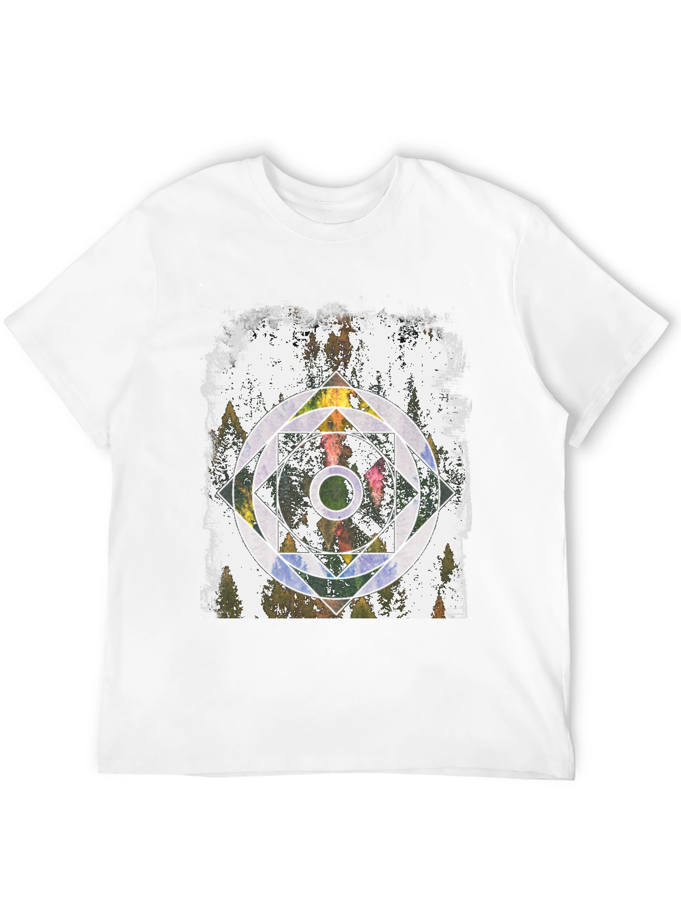 Geometric Forest Graphic Tee - Black Unisex T-Shirt