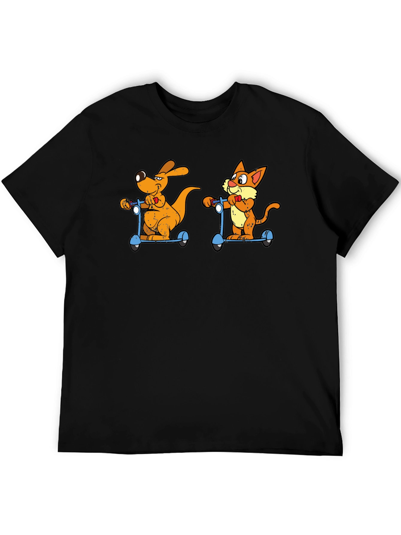 Cartoon Animal Scooters Graphic T-Shirt