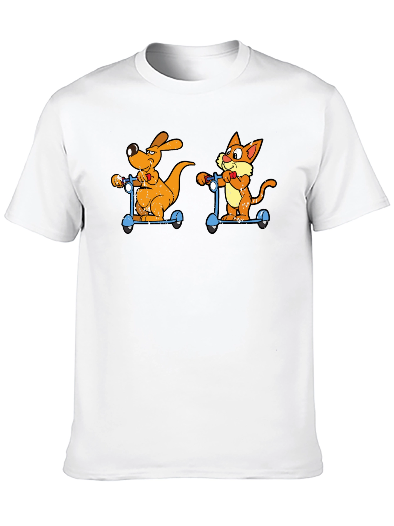 Cartoon Animal Scooters Graphic T-Shirt