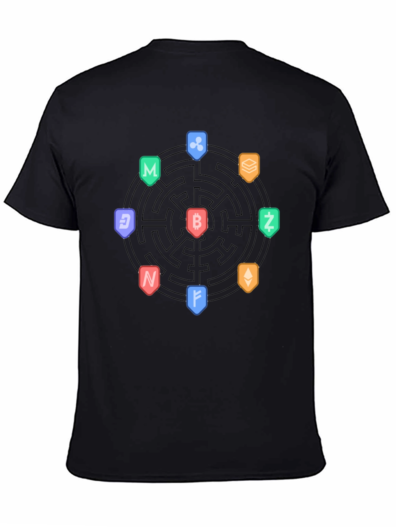 Crypto Maze Black T-Shirt - Bitcoin Ethereum