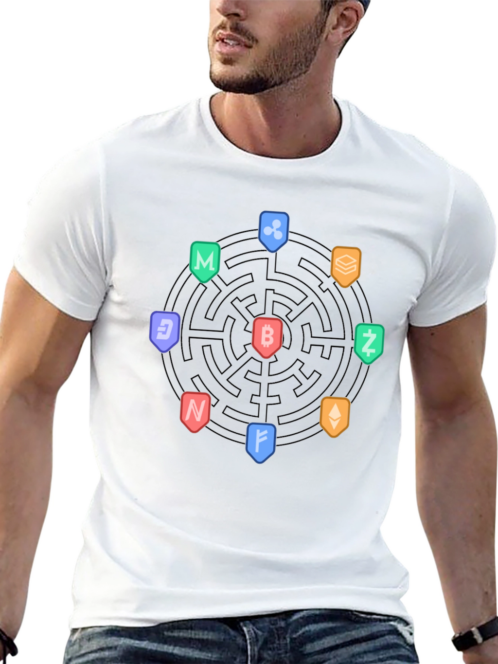 Crypto Maze Black T-Shirt - Bitcoin Ethereum