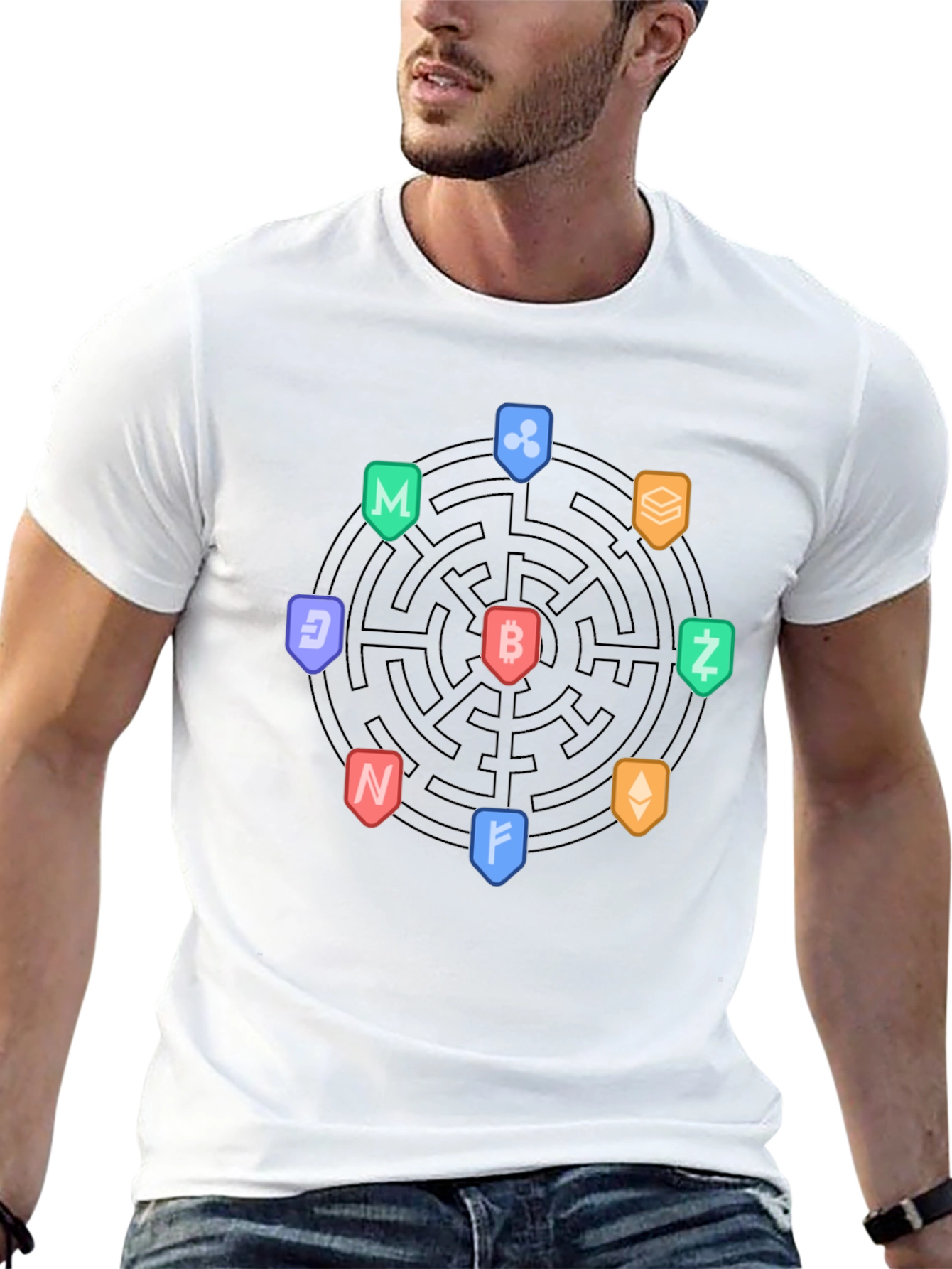 Crypto Maze Black T-Shirt - Bitcoin Ethereum