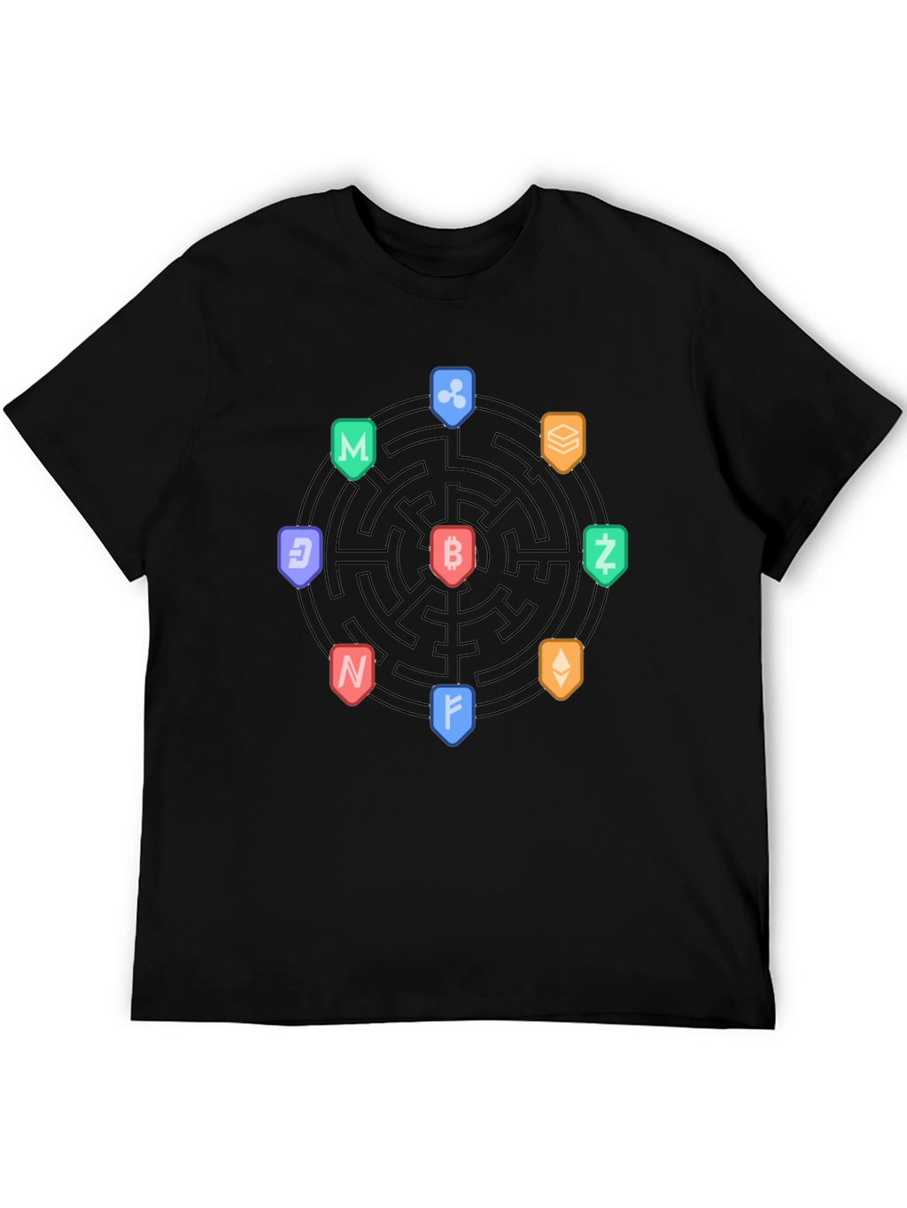 Crypto Maze Black T-Shirt - Bitcoin Ethereum