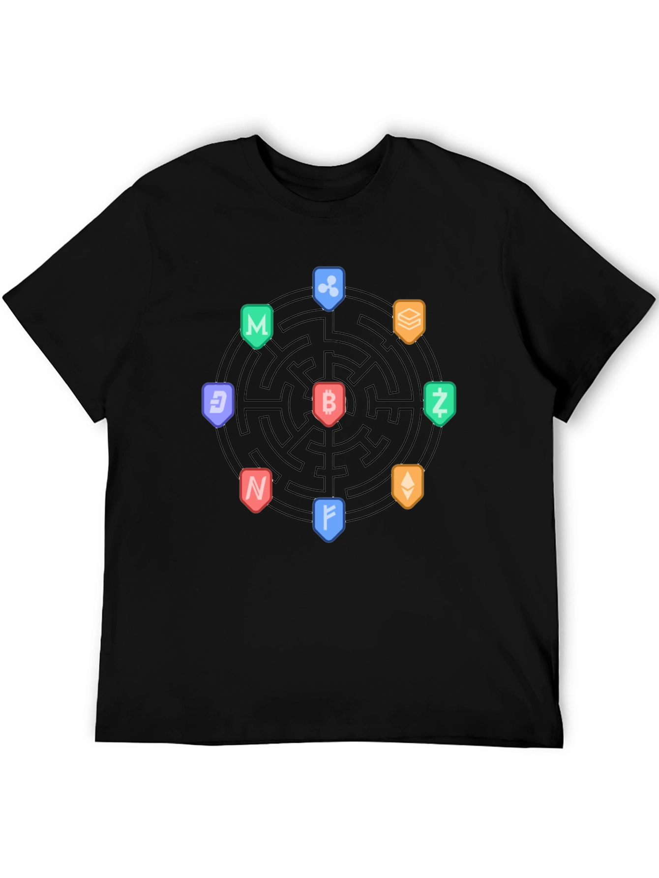 Crypto Maze Black T-Shirt - Bitcoin Ethereum