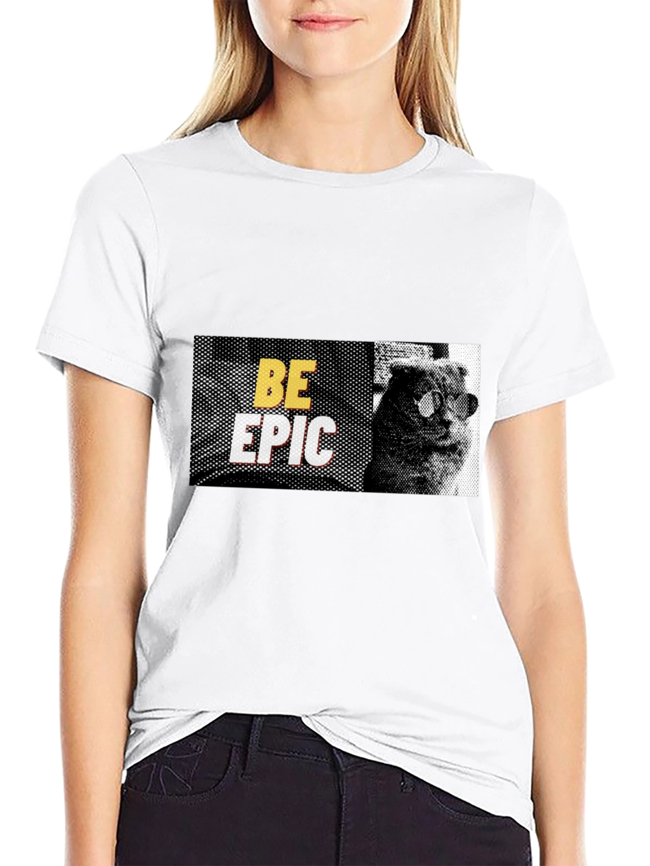 Be Epic Cat Graphic Black T-Shirt