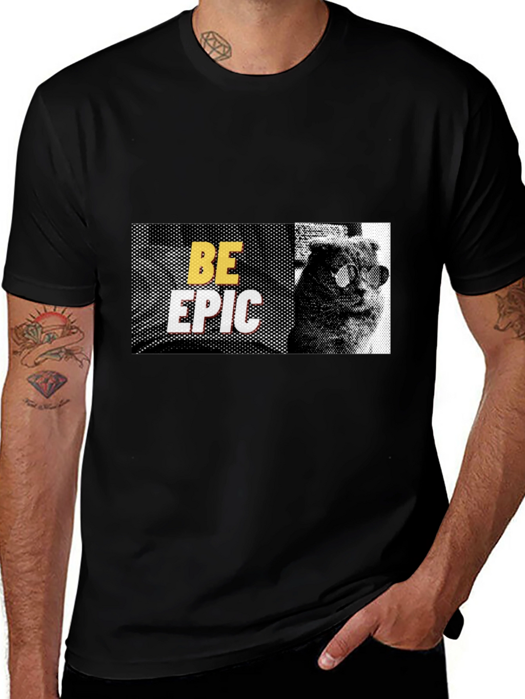 Be Epic Cat Graphic Black T-Shirt
