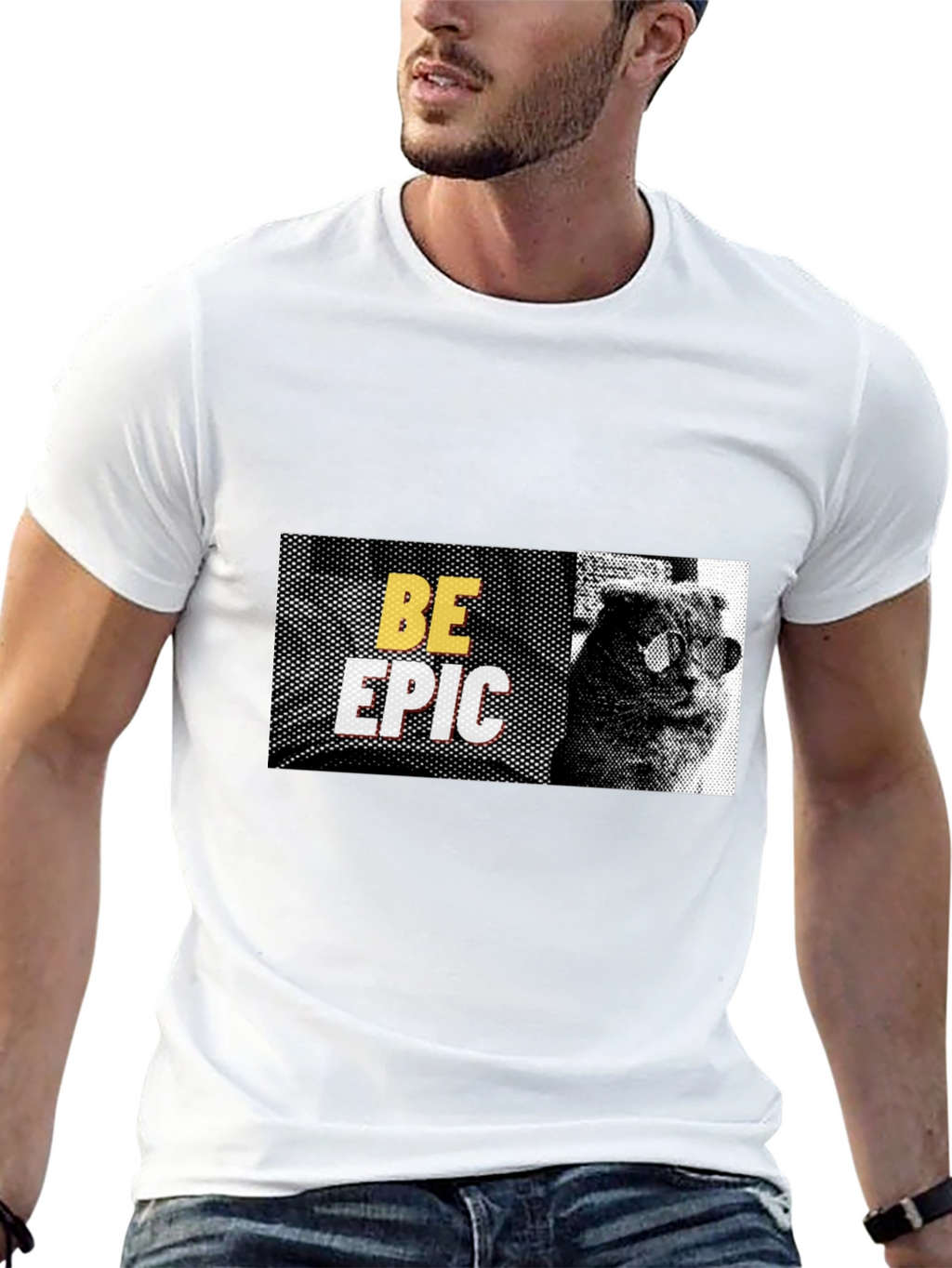 Be Epic Cat Graphic Black T-Shirt