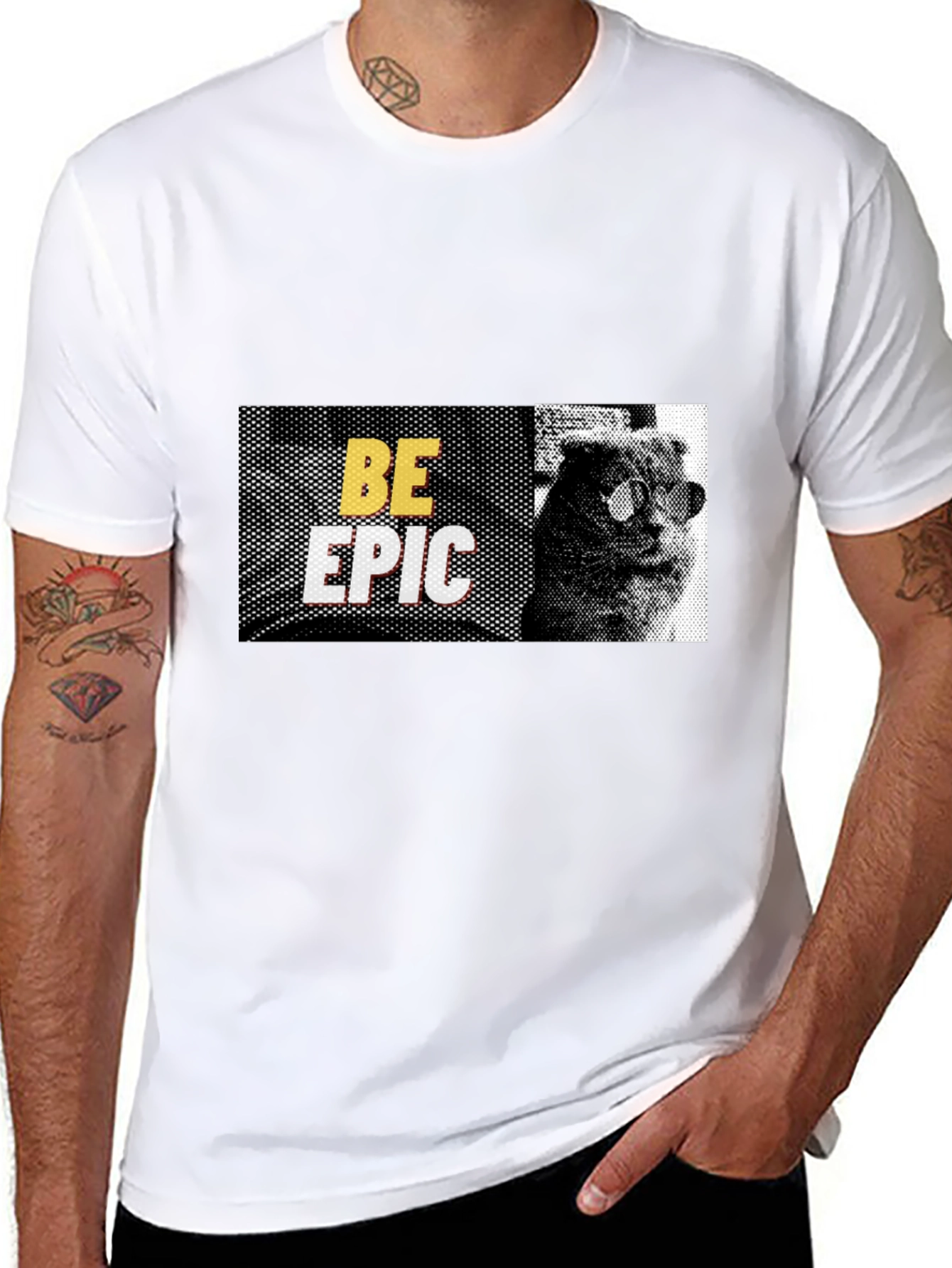 Be Epic Cat Graphic Black T-Shirt